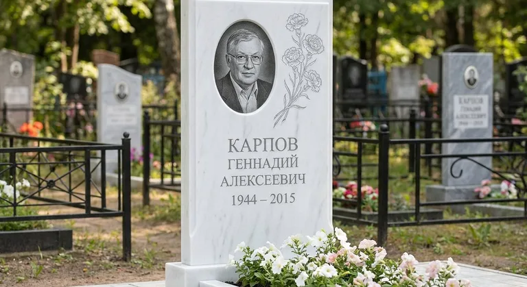Памятник с гравировкой гвоздик — выполненная работа «Карпов» в Ставрополе