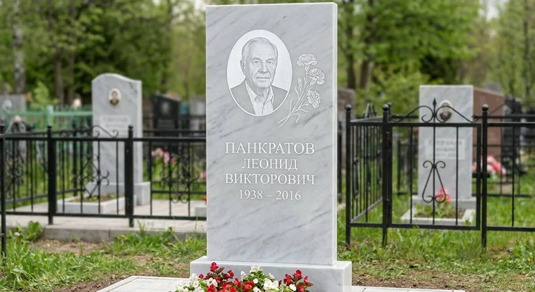 Памятник с гравировкой гвоздик — выполненная работа «Панкратов» в Ставрополе
