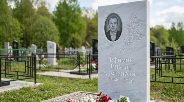 Памятник с гравировкой гвоздик — выполненная работа «Ефимов» в Ставрополе