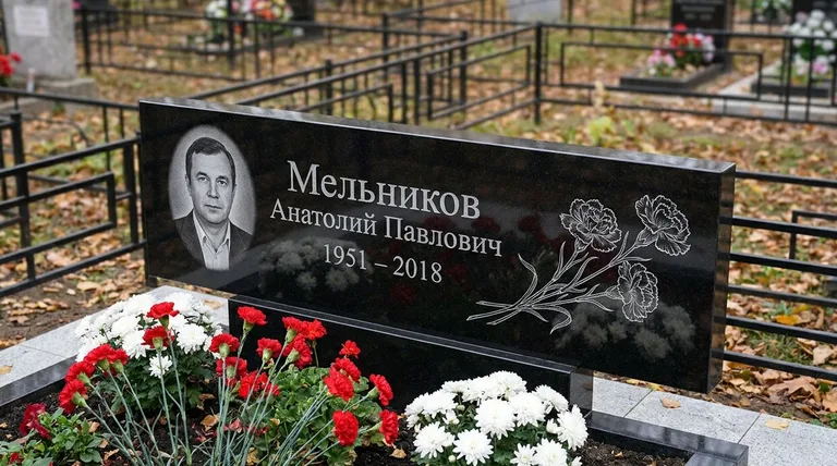 Памятник с гравировкой гвоздик — выполненная работа «Мельников» в Ставрополе