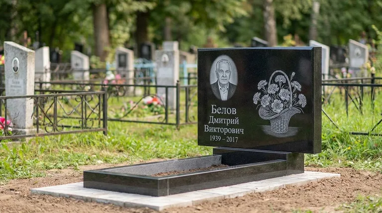 Памятник с гравировкой гвоздик — выполненная работа «Белов» в Ставрополе
