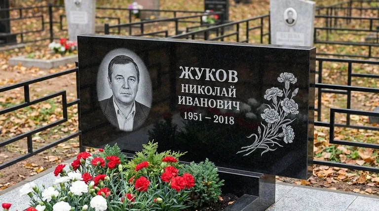 Памятник с гравировкой гвоздик — выполненная работа «Жуков» в Ставрополе