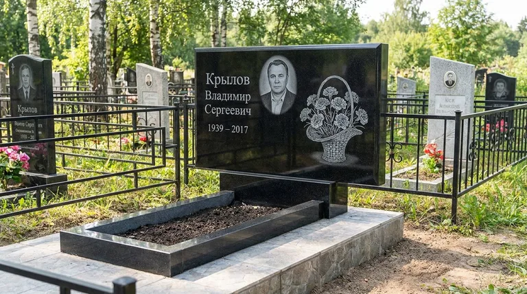 Памятник с гравировкой гвоздик — выполненная работа «Крылов» в Ставрополе