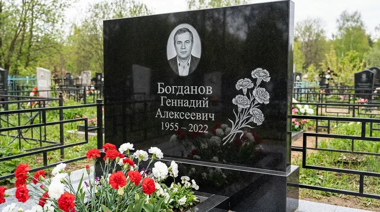 Памятник с гравировкой гвоздик — выполненная работа «Богданов» в Ставрополе