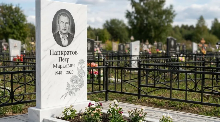 Памятник с гравировкой хризантем — выполненная работа «Панкратов» в Ставрополе