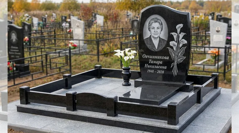Памятник с гравировкой калл — выполненная работа «Овчинникова» в Ставрополе