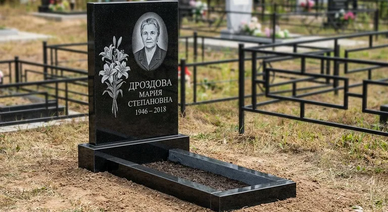 Памятник с гравировкой лилий — выполненная работа «Дроздова» в Ставрополе