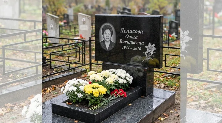 Памятник с гравировкой лилий — выполненная работа «Денисова» в Ставрополе