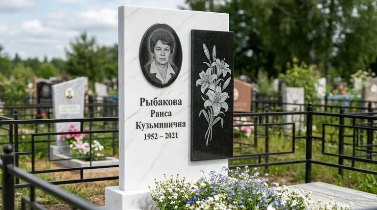 Памятник с гравировкой лилий — выполненная работа «Рыбакова» в Ставрополе