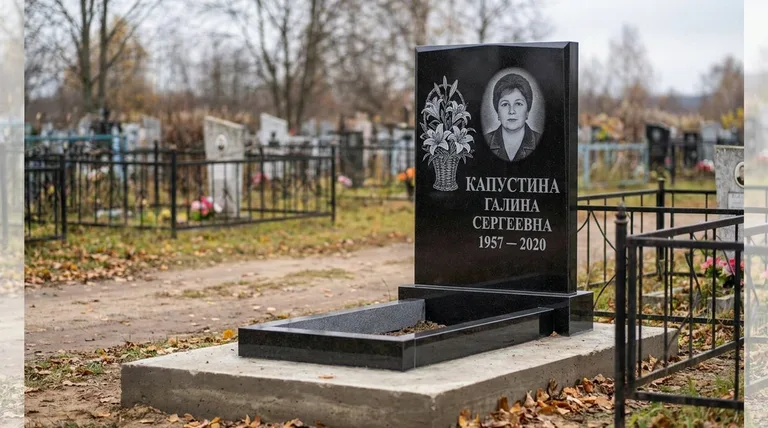 Памятник с гравировкой лилий — выполненная работа «Капустина» в Ставрополе