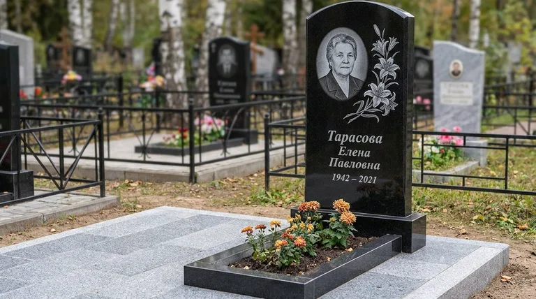Памятник с гравировкой лилий — выполненная работа «Тарасова» в Ставрополе