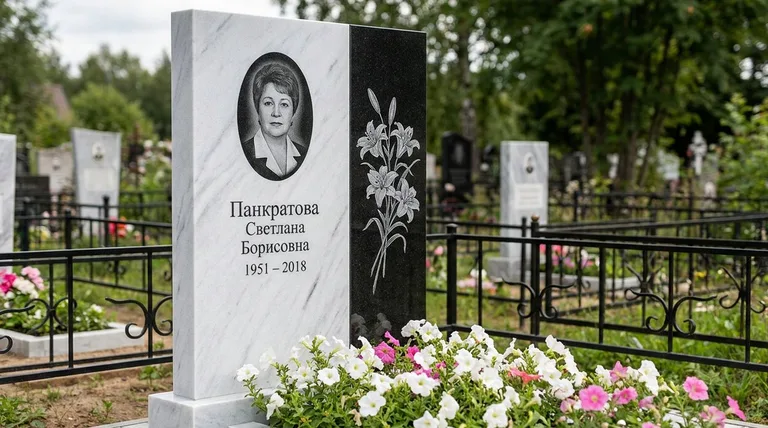 Памятник с гравировкой лилий — выполненная работа «Панкратова» в Ставрополе