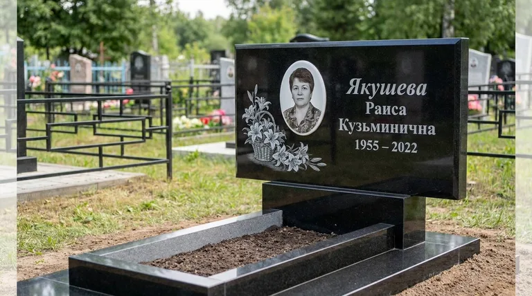 Памятник с гравировкой лилий — выполненная работа «Якушева» в Ставрополе
