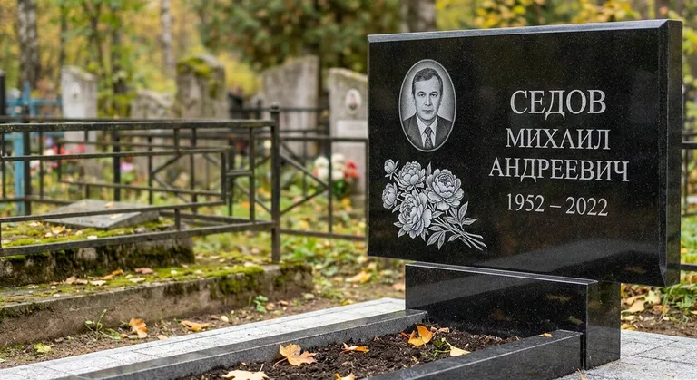 Памятник с гравировкой пионов — выполненная работа «Седов» в Ставрополе
