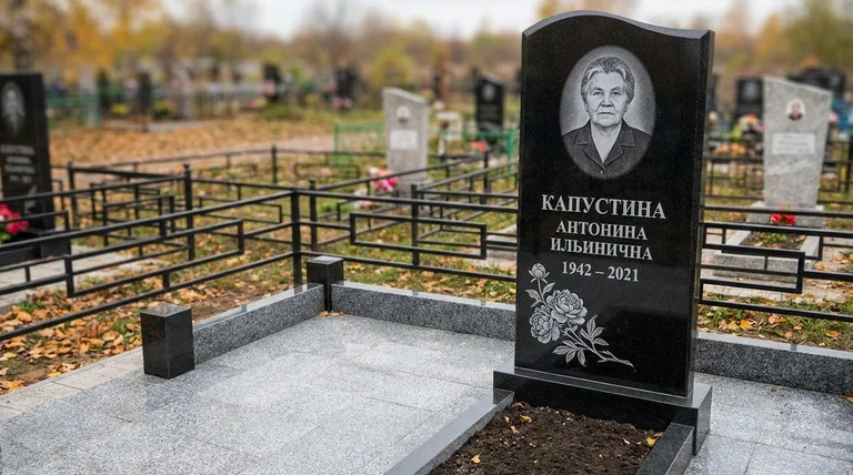 Памятник с гравировкой пионов — выполненная работа «Капустина» в Ставрополе