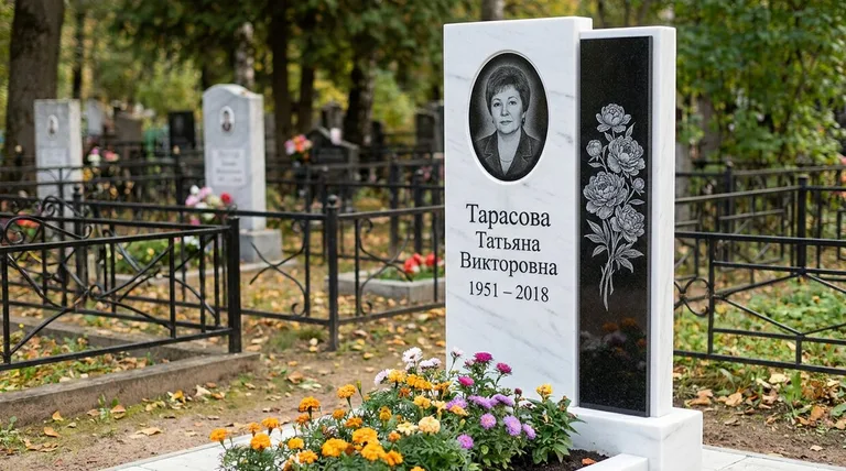 Памятник с гравировкой пионов — выполненная работа «Тарасова» в Ставрополе
