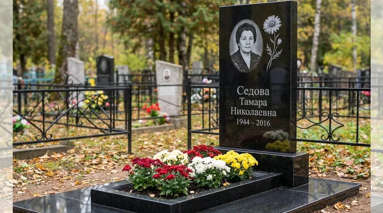 Памятник с гравировкой ромашек — выполненная работа «Седова» в Ставрополе