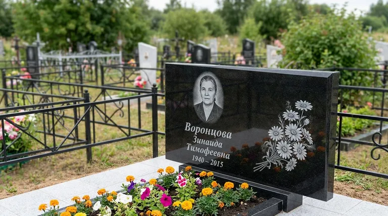 Памятник с гравировкой ромашек — выполненная работа «Воронцова» в Ставрополе
