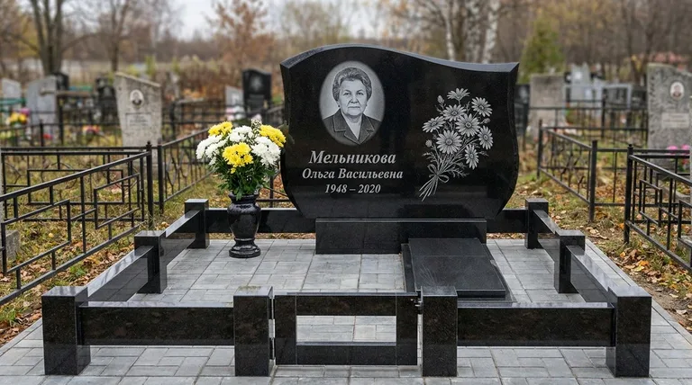 Памятник с гравировкой ромашек — выполненная работа «Мельникова» в Ставрополе