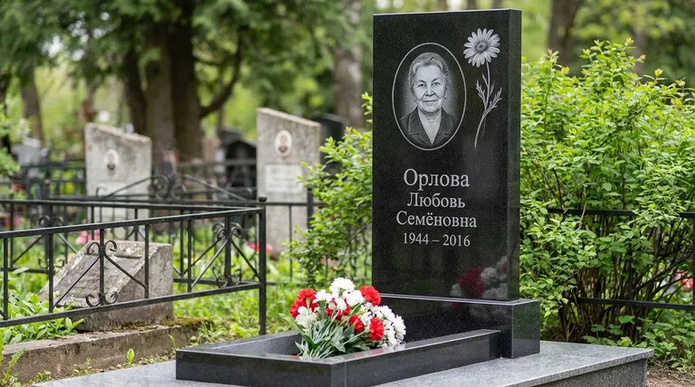 Памятник с гравировкой ромашек — выполненная работа «Орлова» в Ставрополе