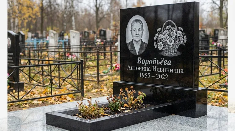 Памятник с гравировкой ромашек — выполненная работа «Воробьёва» в Ставрополе