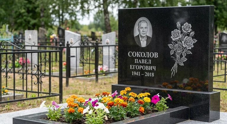 Гравировка роз на памятник в Ставрополе — пример работы на граните