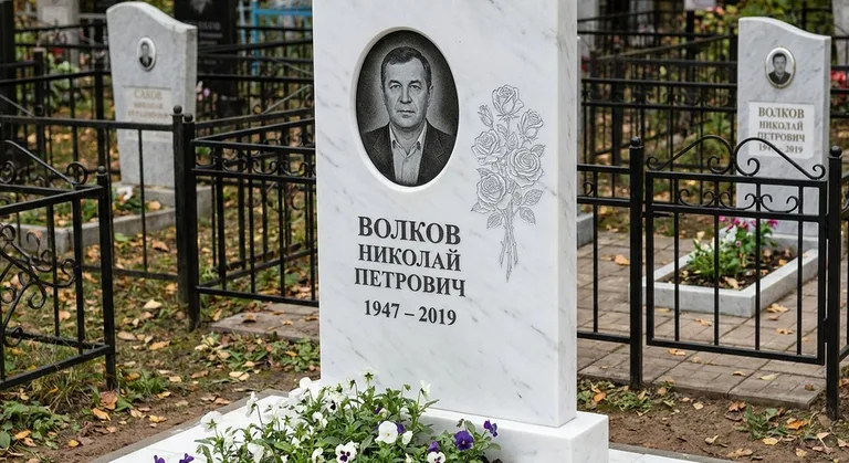 Памятник с гравировкой роз — выполненная работа «Волков» в Ставрополе