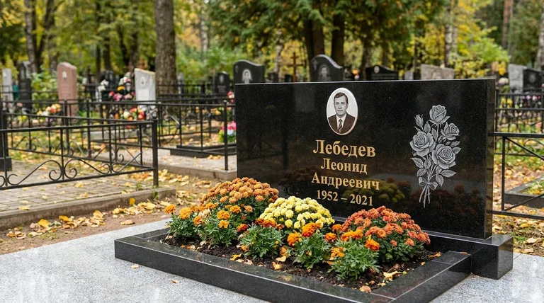 Памятник с гравировкой роз — выполненная работа «Лебедев» в Ставрополе