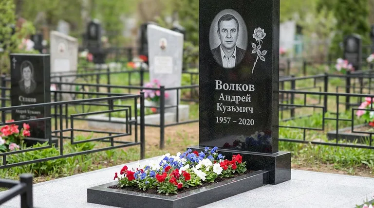 Памятник с гравировкой роз — выполненная работа «Волков» в Ставрополе