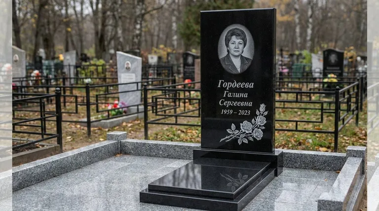 Памятник с гравировкой роз — выполненная работа «Гордеева» в Ставрополе