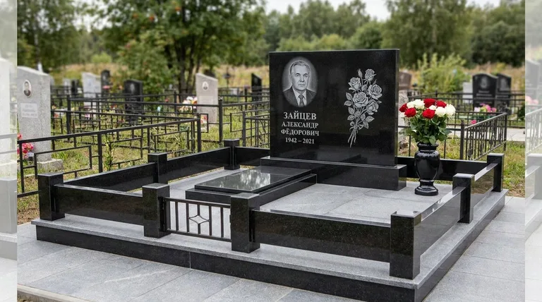 Памятник с гравировкой роз — выполненная работа «Зайцев» в Ставрополе