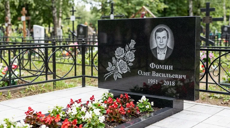 Памятник с гравировкой роз — выполненная работа «Фомин» в Ставрополе