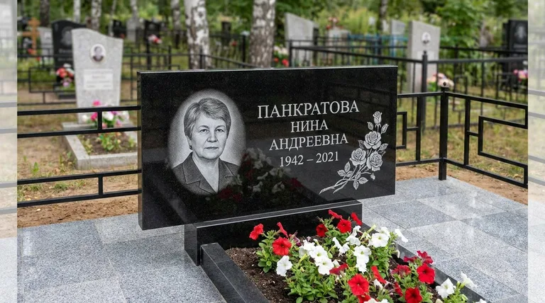 Памятник с гравировкой роз — выполненная работа «Панкратова» в Ставрополе