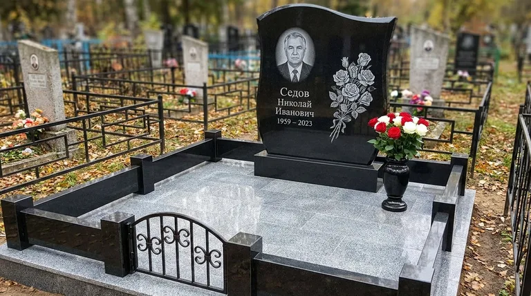 Памятник с гравировкой роз — выполненная работа «Седов» в Ставрополе
