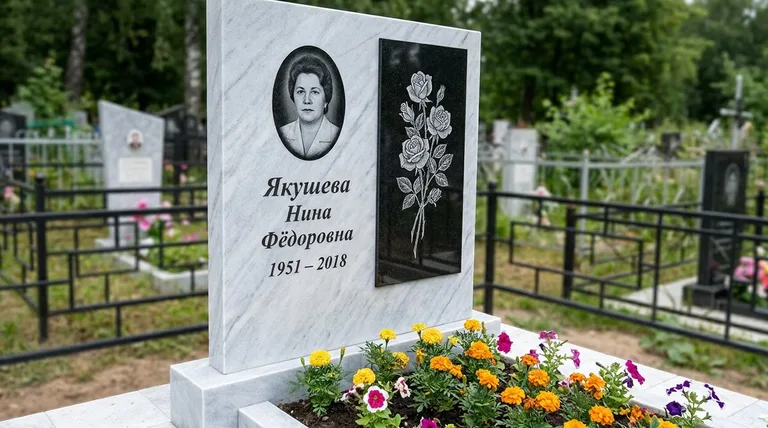 Памятник с гравировкой роз — выполненная работа «Якушева» в Ставрополе