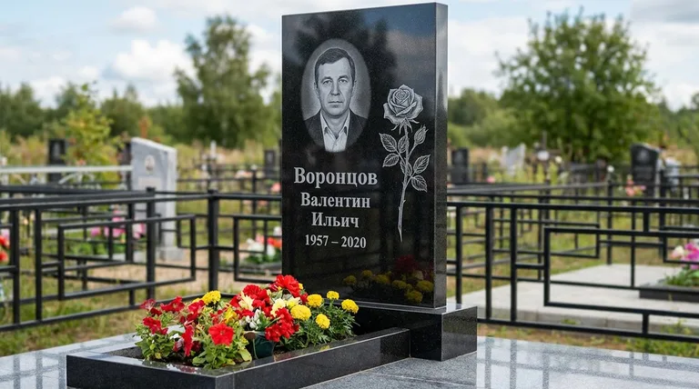 Памятник с гравировкой роз — выполненная работа «Воронцов» в Ставрополе