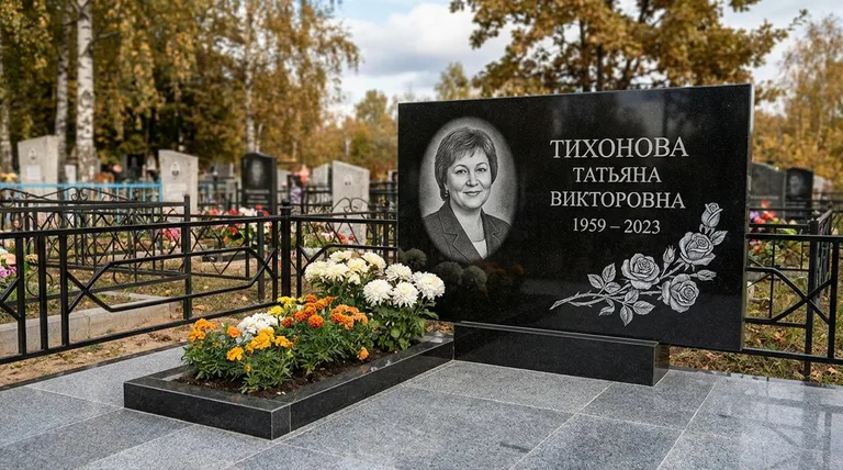Памятник с гравировкой роз — выполненная работа «Тихонова» в Ставрополе