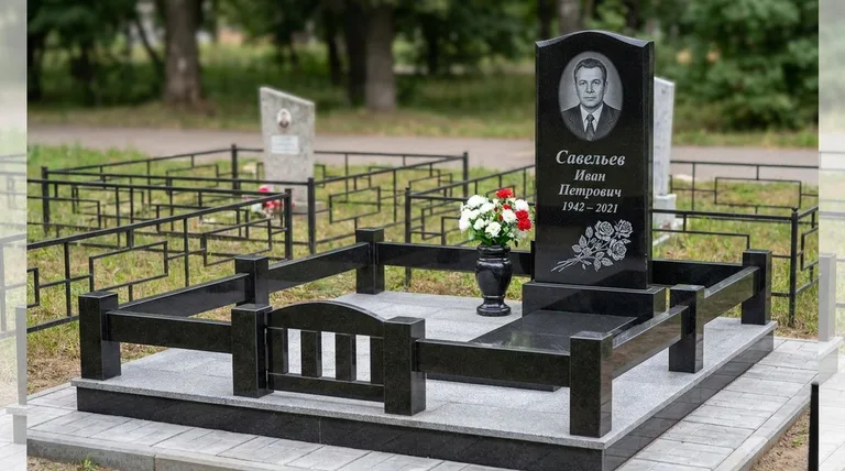 Памятник с гравировкой роз — выполненная работа «Савельев» в Ставрополе