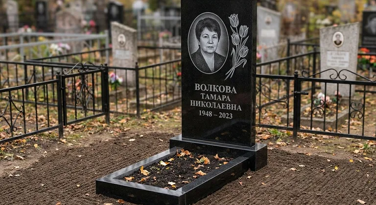 Памятник с гравировкой тюльпанов — выполненная работа «Волкова» в Ставрополе