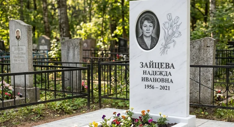 Памятник с гравировкой тюльпанов — выполненная работа «Зайцева» в Ставрополе