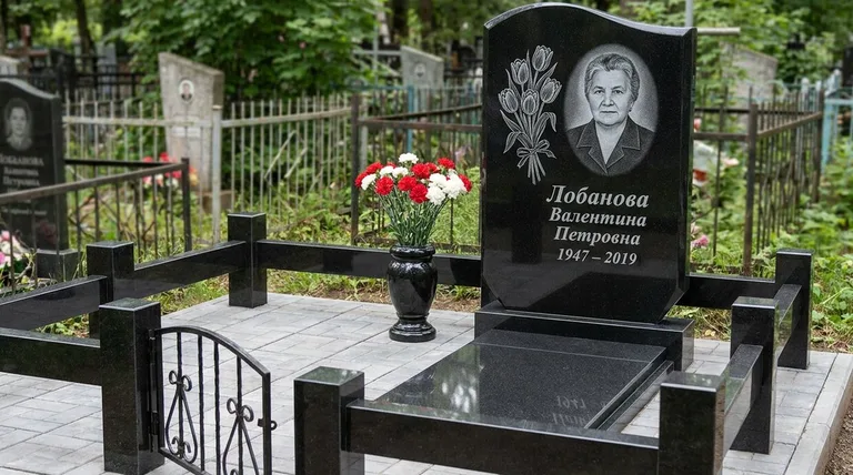 Памятник с гравировкой тюльпанов — выполненная работа «Лобанова» в Ставрополе