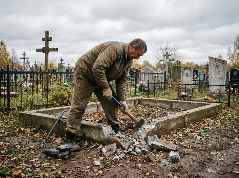 Демонтаж цветника на могиле в Ставрополе