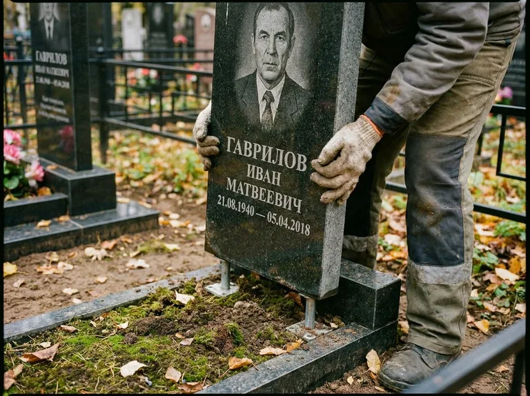 Демонтаж гранитного памятника (стелы) с могилы в Ставрополе
