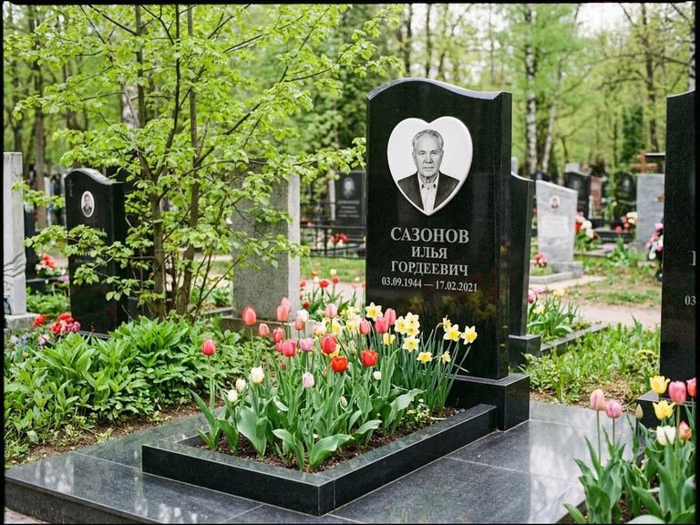 Цветной керамический портрет на памятнике в Ставрополе