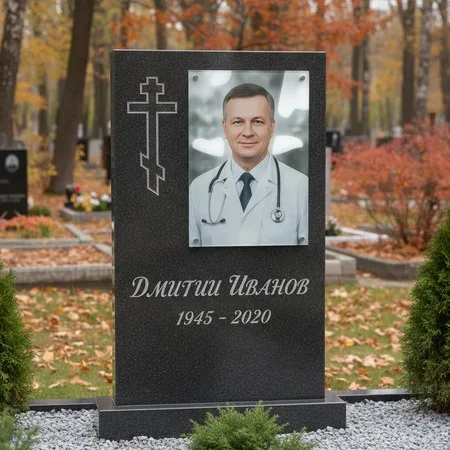 Портрет на стекле 180×240 мм на чёрной стеле в Ставрополе
