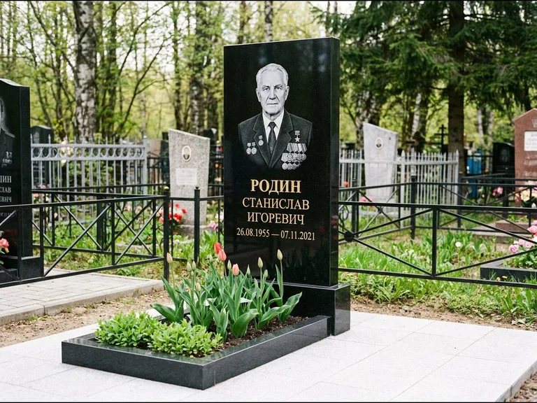 Гравировка портрета на чёрном граните — выполненная работа 21 в Ставрополе