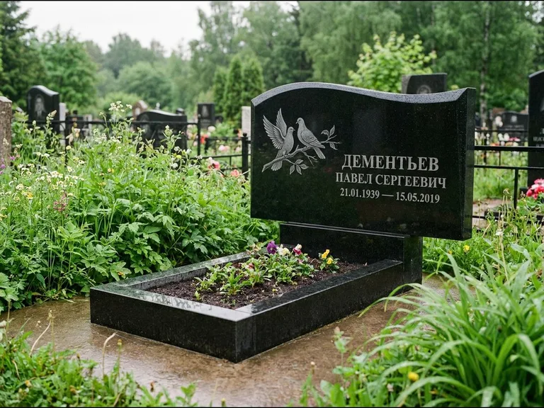 Памятник с гравировкой голубей — гравировка голубей, работа «Дементьев» в Ставрополе