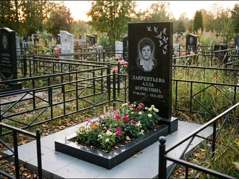 Памятник с гравировкой голубей — гравировка стаи голубей, взлетающей от угла стелы, работа «Лаврентьева» в Ставрополе