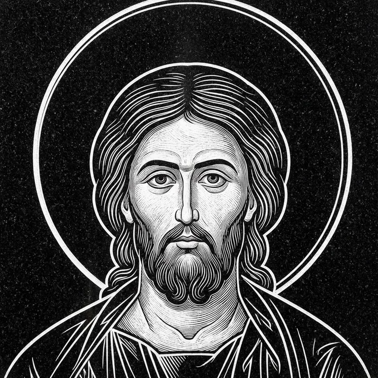 Эскиз иконы: Архангел Михаил — воинам и мужчинам, гравировка на памятник в Ставрополе