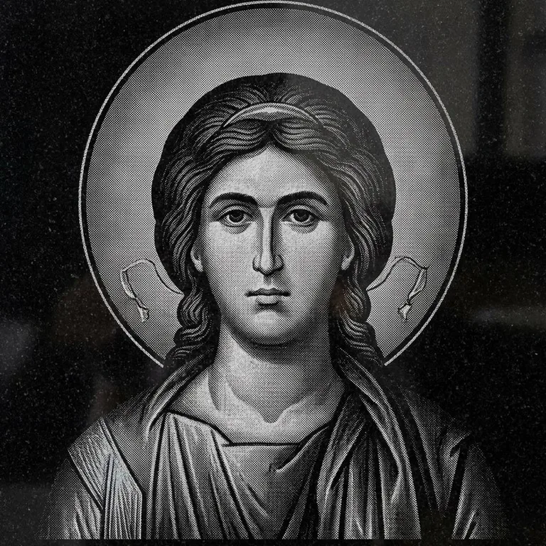 Эскиз иконы: Архангел Михаил (полутон) — образ архангела в полутонах, гравировка на памятник в Ставрополе